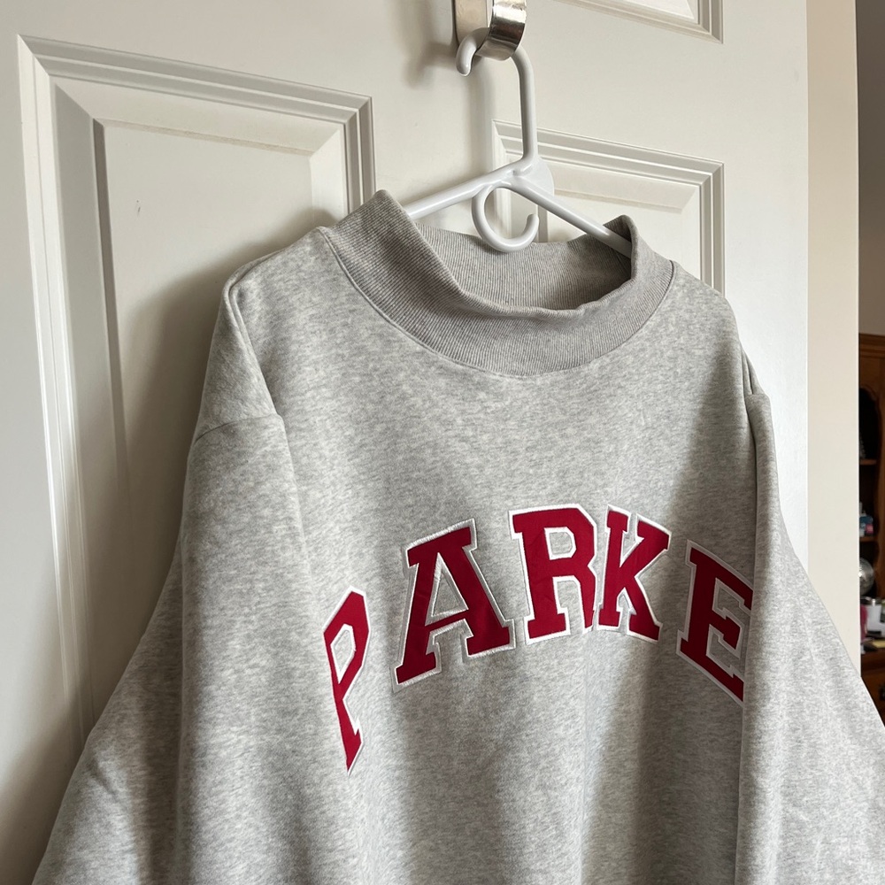 PARKE Varsity Mockneck in Grey/Maroon L/XL - NEW WITH TAGS